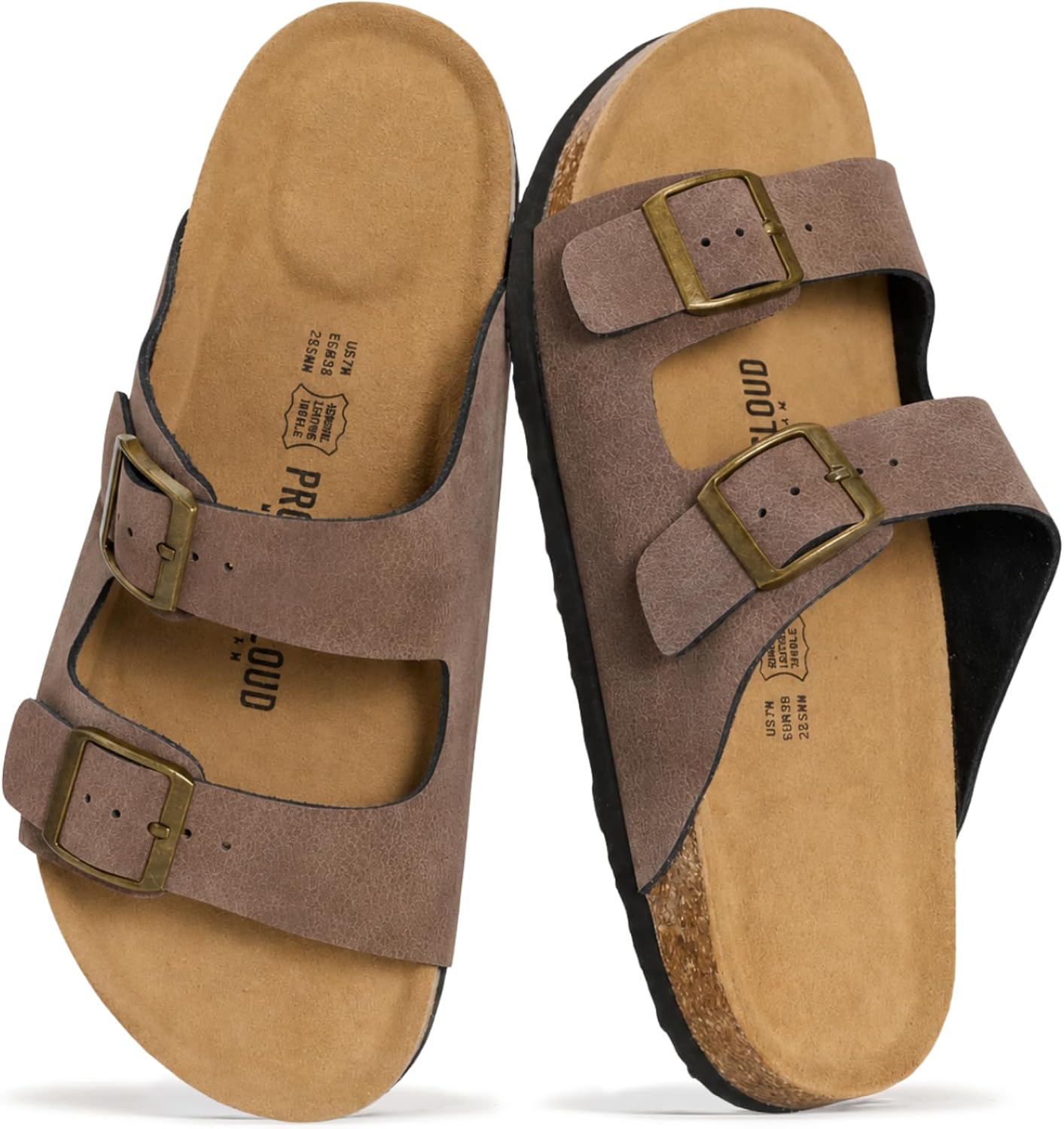 Project Cloud 100% Genuine Leather Womens Sandals Slides for Women (Venita) | Cork Footbed Sandals for Women with Memory Foam and Arch Support Vacation Essentials Slides Women Footwear Flat Sandals