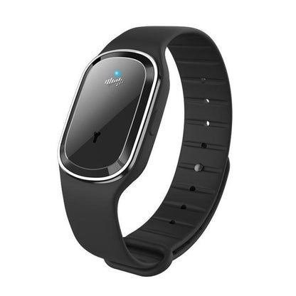 Salmon Lucky Super Shield mosquito repellent watch band with ultrasonic and electronic features, designed as a tech accessory.