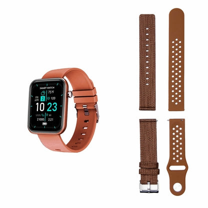 Salmon Lucky advanced smartwatch with three interchangeable bands, featuring wellness and activity tracking functions.