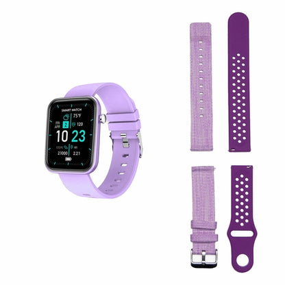 Salmon Lucky advanced smartwatch with three interchangeable bands, featuring wellness and activity tracking functions.