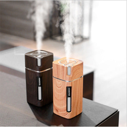 Maroon Asteria ultrasonic USB air humidifier with LED light, mini mist maker for home improvement and air moisture control.