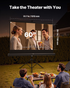 Start2Finish 60-inch portable projector screen with stand, 16:9 aspect ratio, suitable for indoor and outdoor home theater and presentations.