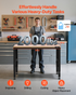 Start2Finish VEVOR adjustable workbench with 2000 lbs capacity, 48x20-inch surface, height adjustment, and built-in power outlets.