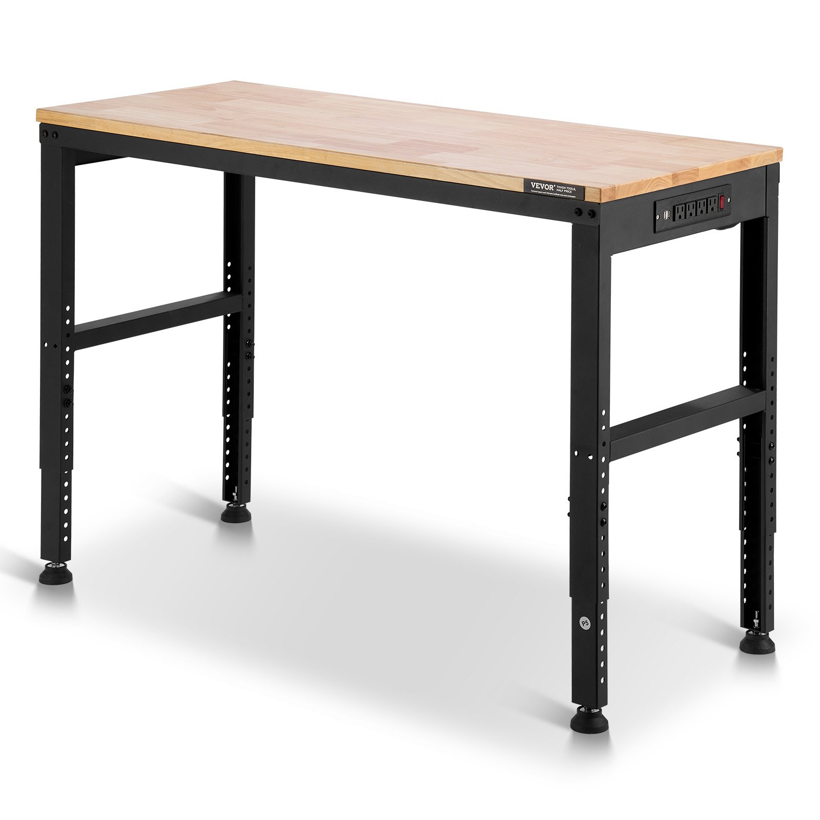 Start2Finish VEVOR adjustable workbench with power outlets, 2000 lbs capacity, 48x20 inches, height adjustable for garage or workshop use