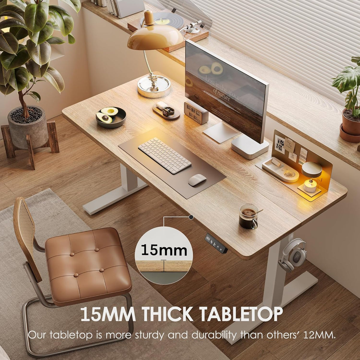 Height Adjustable Standing Desk White 47.2 Inch Wide