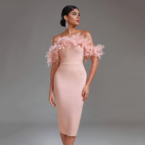 Off-neck feather women&