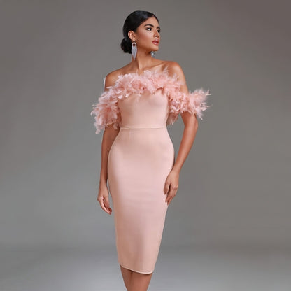 Off-neck feather women&
