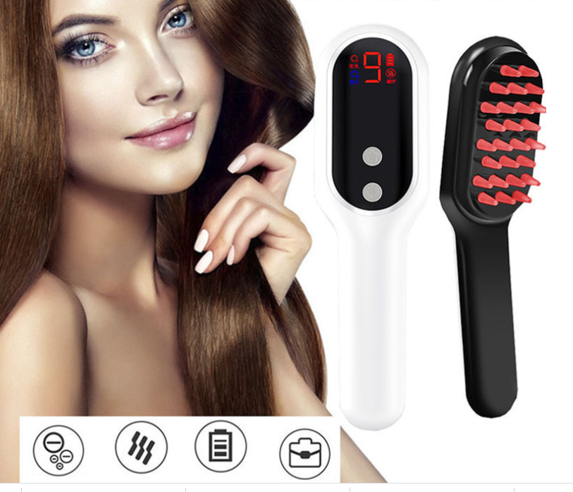 Maroon Asteria electric head massager with magnetic therapy, featuring a hair growth comb for scalp relaxation and hair care.