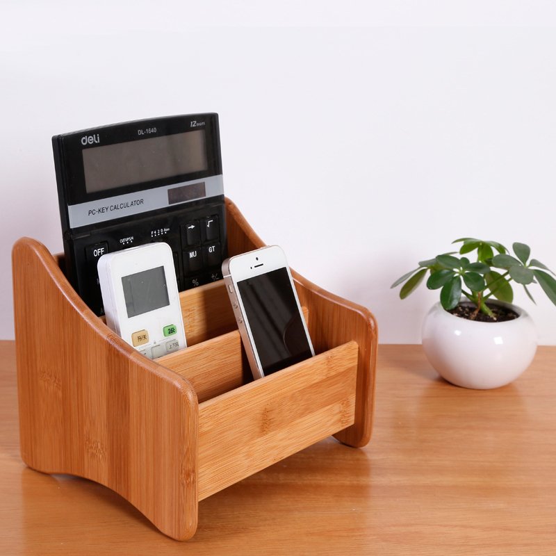 Fuchsia Molly bamboo storage box for organization, featuring a natural bamboo finish and rectangular shape for home or office use.