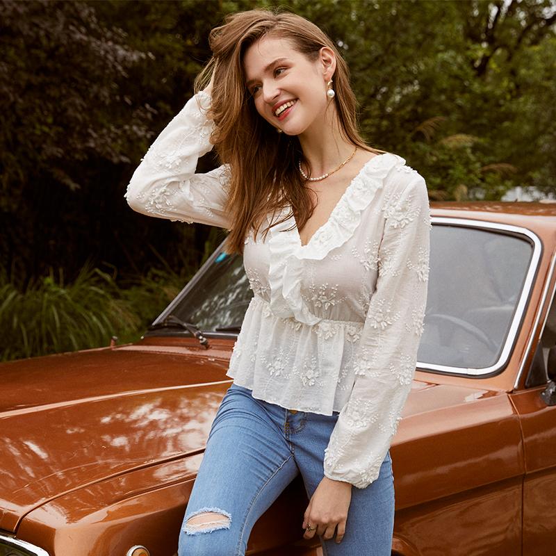 White patterned ruched women&