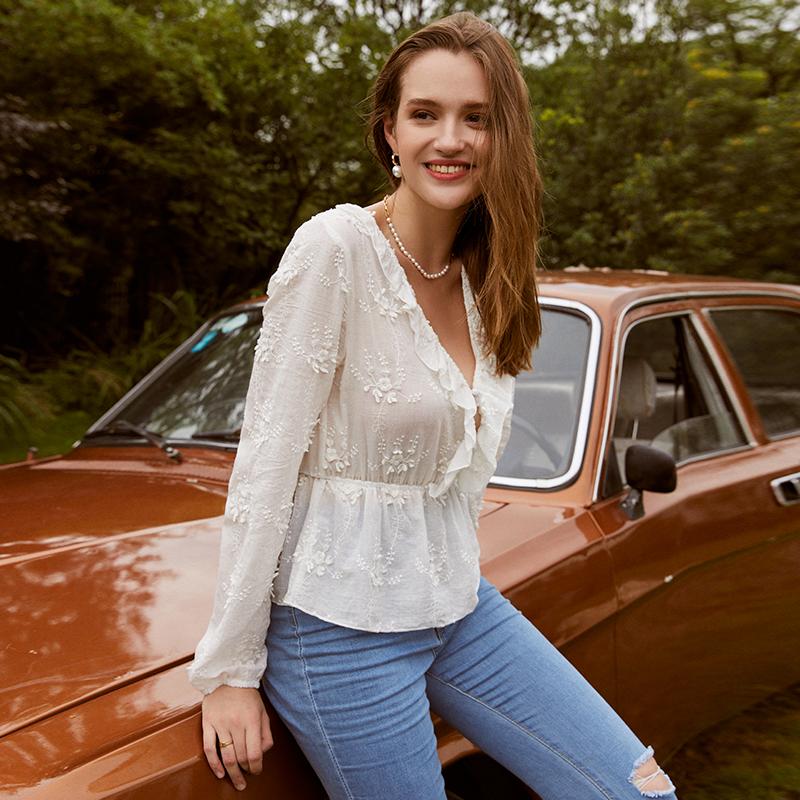 White patterned ruched women&