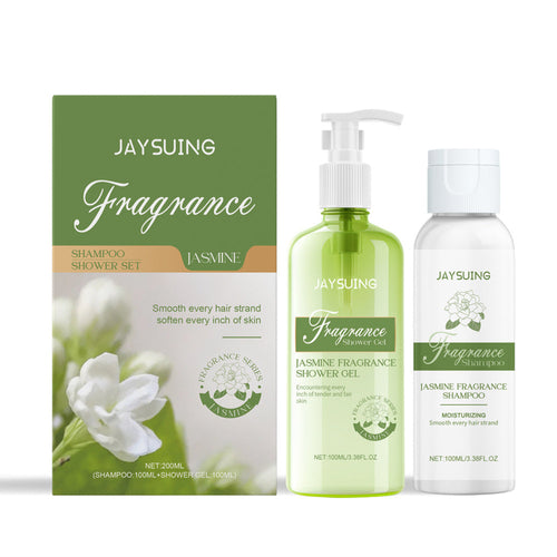 Carmine Juneberry AYTSWANG Botanical Shampoo and Shower Set with natural plant-based haircare products in sleek bottles
