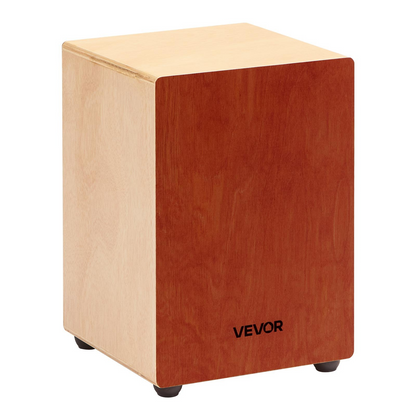 Start2Finish VEVOR Cajon box drum made of birch wood with guitar strings, a wooden percussion instrument for musical performances.