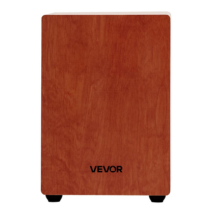 Start2Finish VEVOR Cajon box drum with wooden birch construction and guitar string details, a percussion instrument for musical performances.