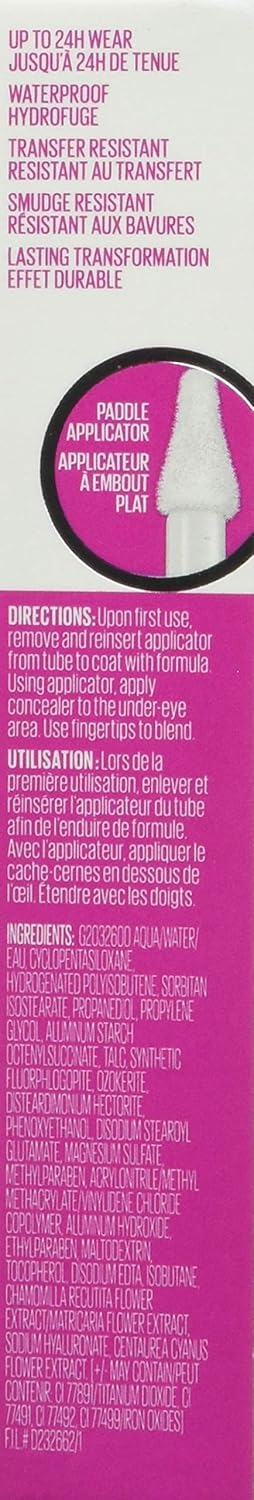 Maybelline New York Super Stay under-eye concealer in shade 52 Warm Olive with paddle applicator and full coverage liquid formula.