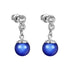 Dark blue pearl earrings from Pink Aether, elegant jewelry gift with round pearl design on a white background.