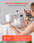 Start2Finish VEVOR computerized sewing machine with LED screen, foot pedal, LED light, heavy-duty metal frame, and 60 stitch options.