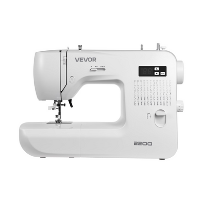 Start2Finish VEVOR computerized sewing machine with LED screen, foot pedal, LED light, heavy-duty metal frame, and 60 stitch applications.