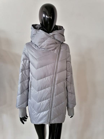 Women’s hooded winter coat by Jade, warm cotton parka with an elegant casual design, perfect for cold weather.