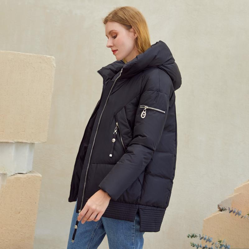 Women’s casual winter coat by Jade, padded parka with hood, zipper pockets, and quilted design for warmth and style.