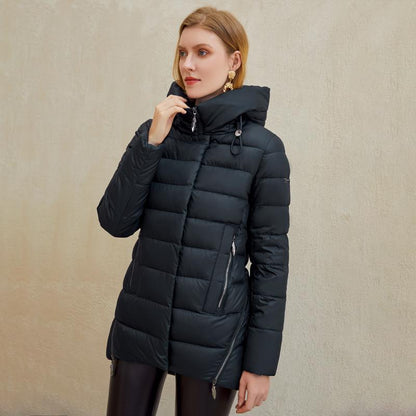 Women’s warm hooded winter coat by Jade, casual jacket with a cozy hood and insulated design, perfect for cold weather.