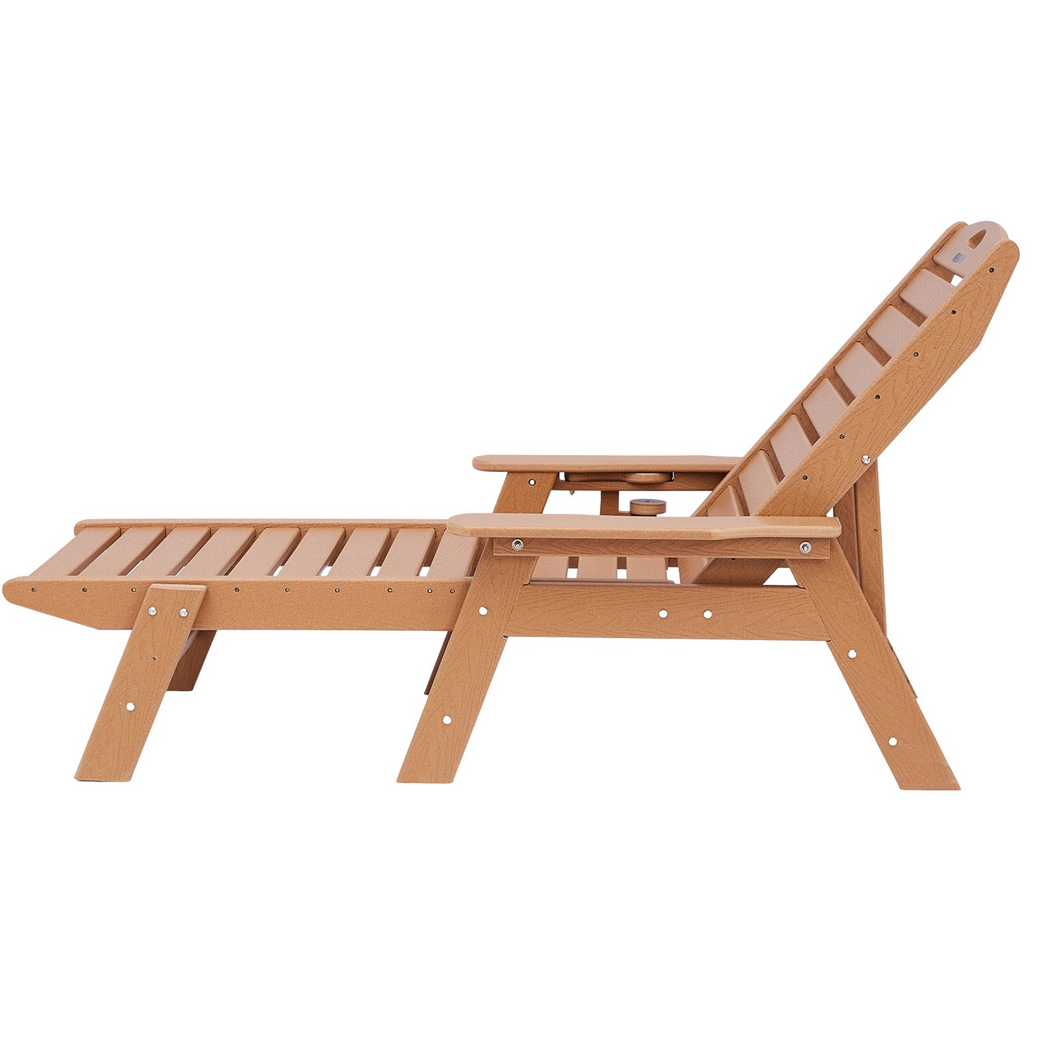 Start2Finish VEVOR brown outdoor chaise lounge chair with adjustable backrest, cup holder, suitable for poolside and patio use
