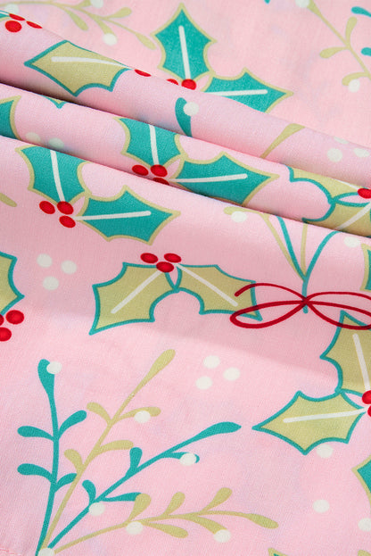 Byzantium Bay Christmas Holly top and shorts pajama set featuring festive holly print on soft fabric.