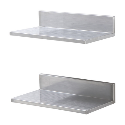 Start2Finish stainless steel wall-mounted shelves, 8.6" x 16", commercial heavy-duty storage racks for kitchen, bar, and restaurant use