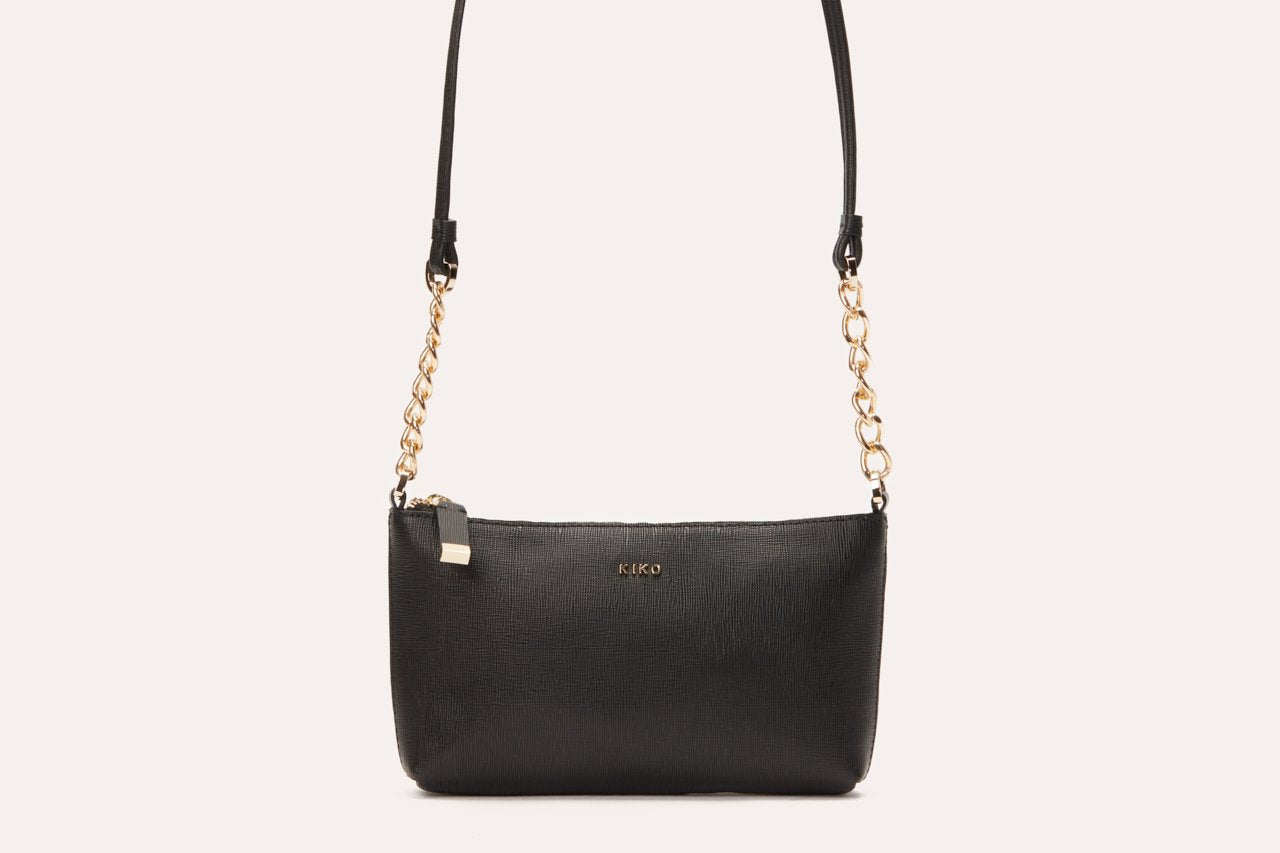 Pink Lucy two chain crossbody bag with adjustable strap and metallic accents, stylish accessories for everyday wear.