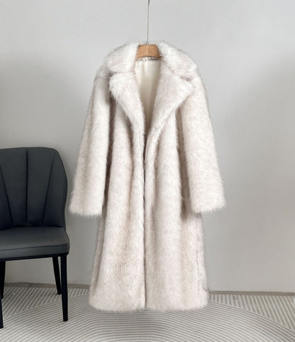 Carmine Juneberry Royal Faux Fur Maxi Coat in 25 Edition, stylish jacket with plush faux fur exterior and long length.