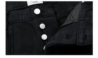 Carmine Juneberry UrbanEase™ high street dark solid black vintage jeans for men, showing the classic denim pants with a fitted cut.