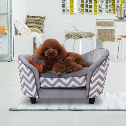 Taupe Shadow PawHut soft warm pet bed with elevated design for dogs and puppies, featuring a cozy sleeping surface and raised edges.