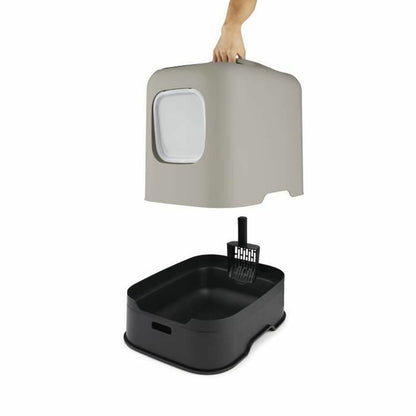 Bigbuy Rotho My Pet Cat Litter Box in cappuccino plastic, with smooth edges and spacious interior for pet comfort.