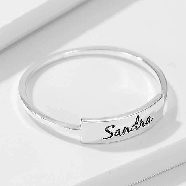 Full silver Name-1 ring by Pink Lucky, a sleek silver jewelry ring with a polished finish, perfect for everyday wear.