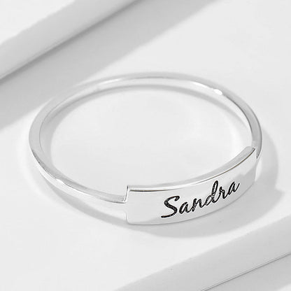 Full silver Name-1 ring by Pink Lucky, a sleek silver jewelry ring with a polished finish, perfect for everyday wear.
