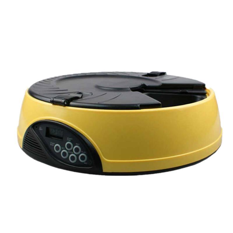 Maroon Asteria pet automatic feeding machine for dogs and cats with digital timer and food dispenser on a white background.