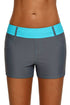 Mint waistband faux denim sports shorts for women by Lavender Pallas, featuring a relaxed fit and stylish design.