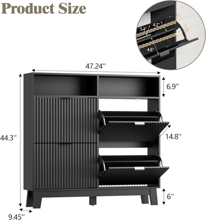 Matte Black UltraSlim Shoe Storage Cabinet Drawers