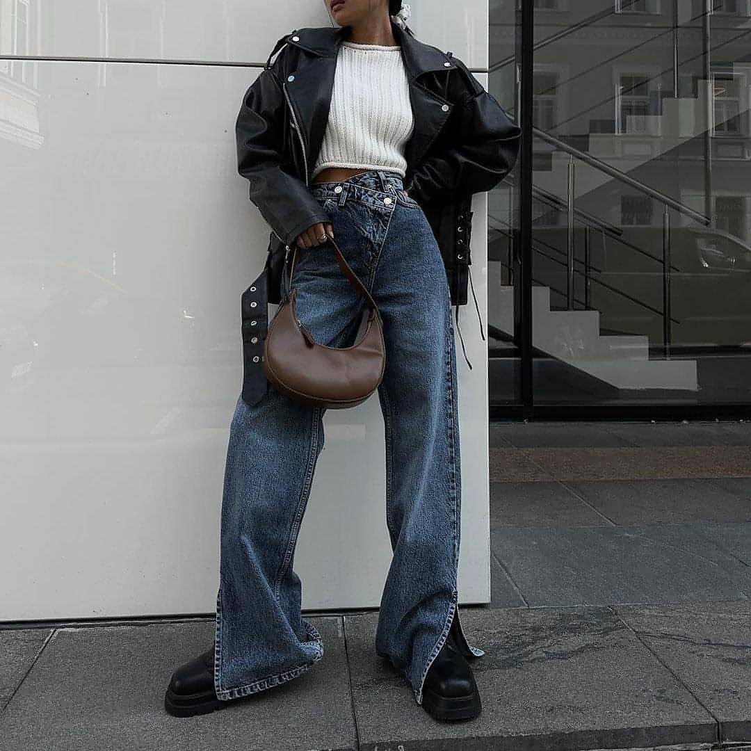 Carmine Juneberry DenimDare™ Dislocation Jeans for women featuring distressed denim style and modern fit, shown on a model.
