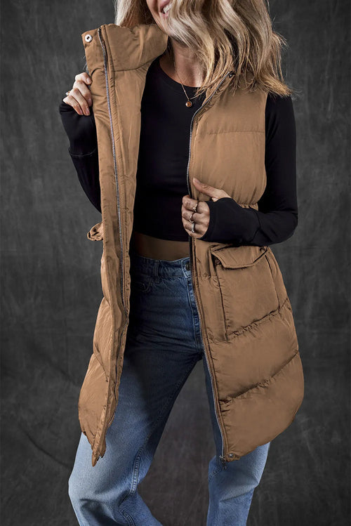 Pear Daisy pocketed zip-up vest coat, casual home and garden wear, shown in a comfortable, lightweight design.