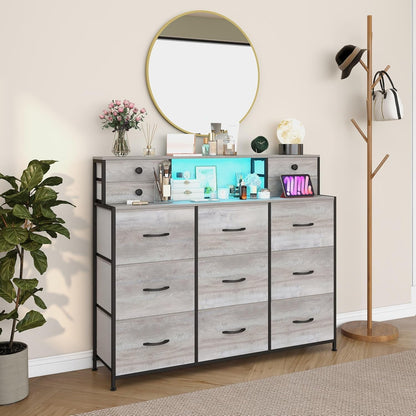 Charcoal Long Dresser With Integrated Power Outlets