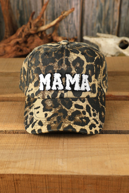 Leopard MAMA embroidered baseball cap by Carmine Juneberry featuring leopard print and stylish embroidered design.