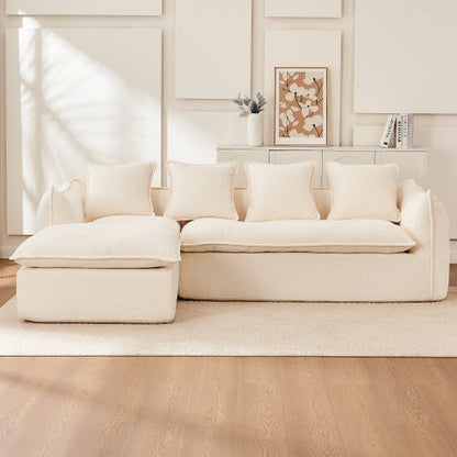 Carmine Juneberry oversized L-shape sofa with chaise, plush fabric, and spacious seating for a modern living room.
