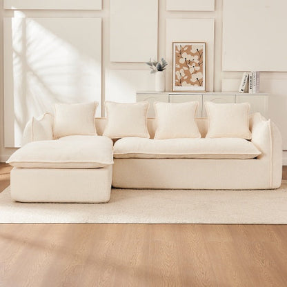 Carmine Juneberry LuneluX Home oversized 3-seater L-shape sofa with chaise, grey fabric, plush cushions, modern furniture design