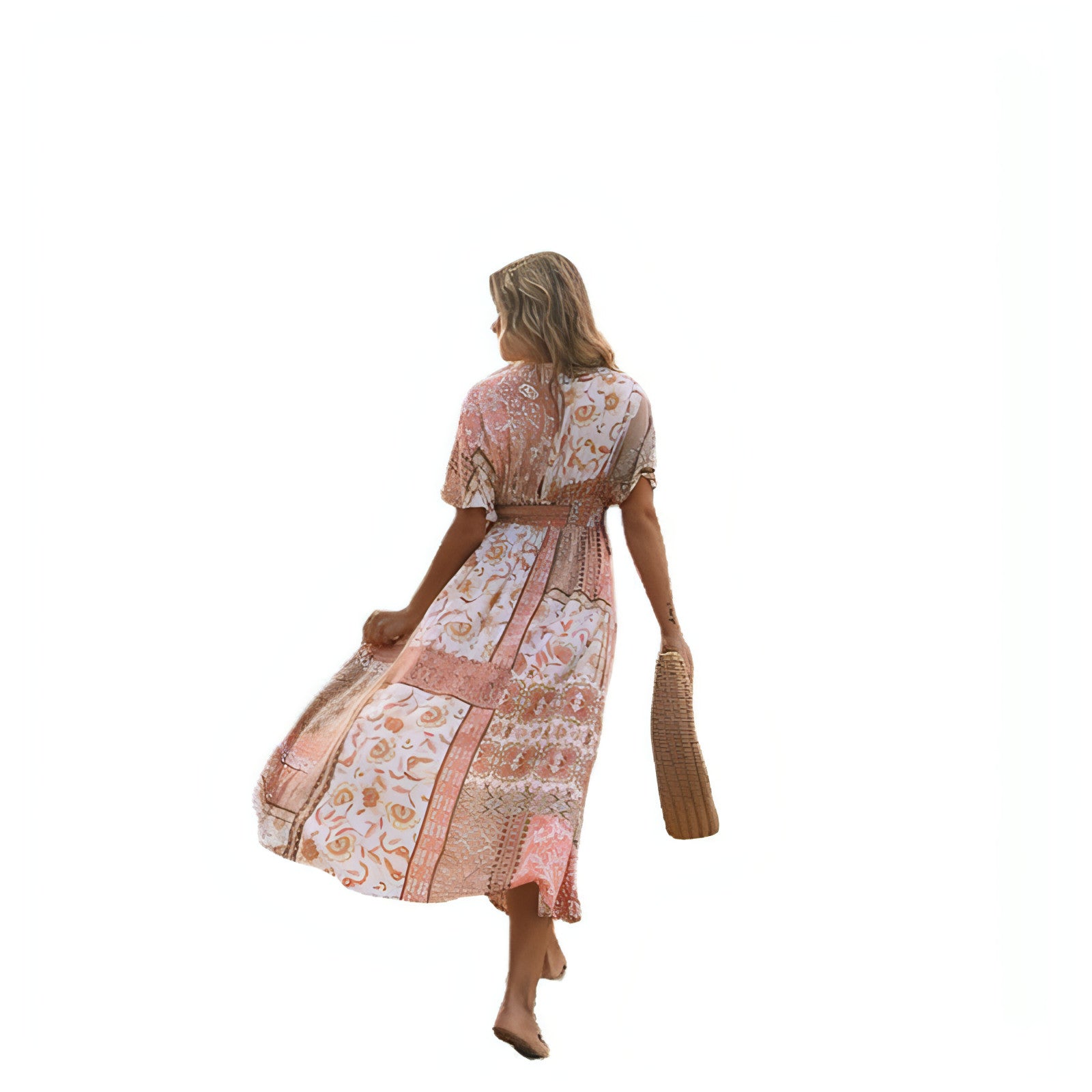 Women’s spring fashion printing dress by Carmine Juneberry featuring a stylish, flowy design perfect for casual or semi-formal occasions.