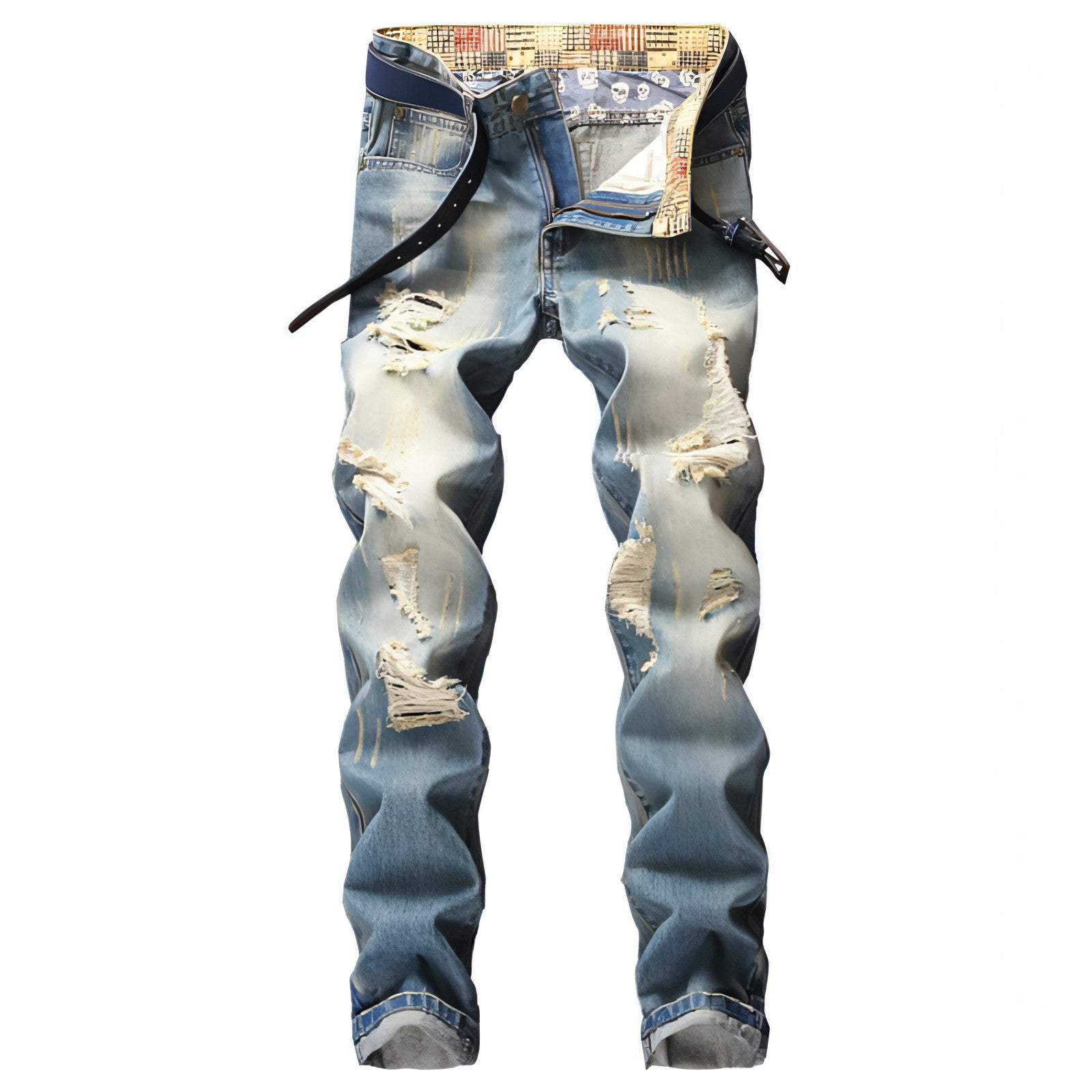 Carmine Juneberry UrbanRip™ Hong Kong Style Ripped Jeans pants with distressed details and frayed hems on a model.
