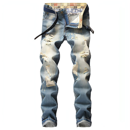 Carmine Juneberry UrbanRip™ Hong Kong Style Ripped Jeans pants with distressed details and frayed hems on a model.