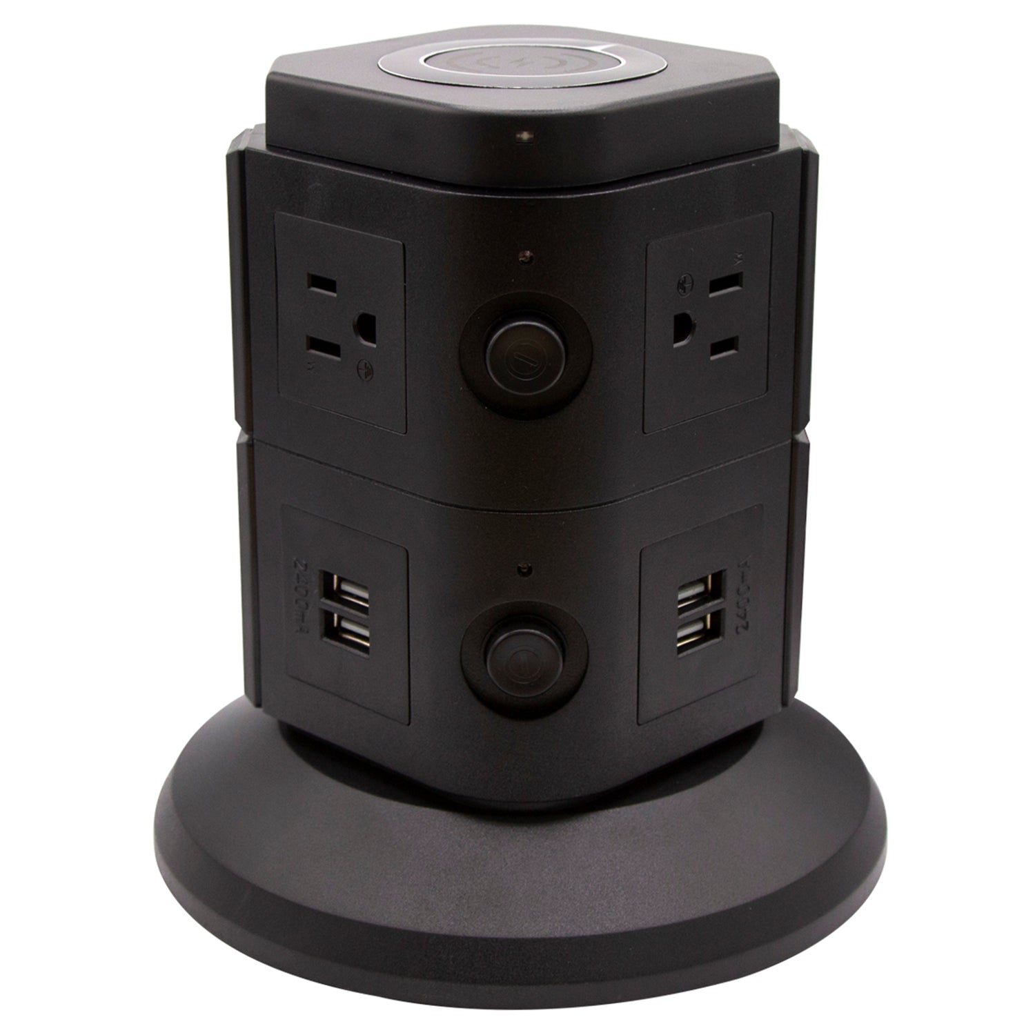 Copper Hecuba ZTECH Power Strip Tower with wireless chargers, multiple outlets, and USB ports for convenient device charging.