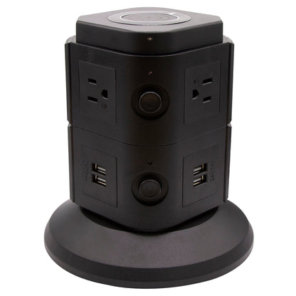 Copper Hecuba ZTECH Power Strip Tower with wireless chargers, multiple outlets, and USB ports for convenient device charging.