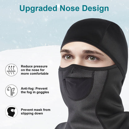 Indigo Eurybia balaclava ski mask for sports and outdoor activities, black thermal face cover with breathable fabric.